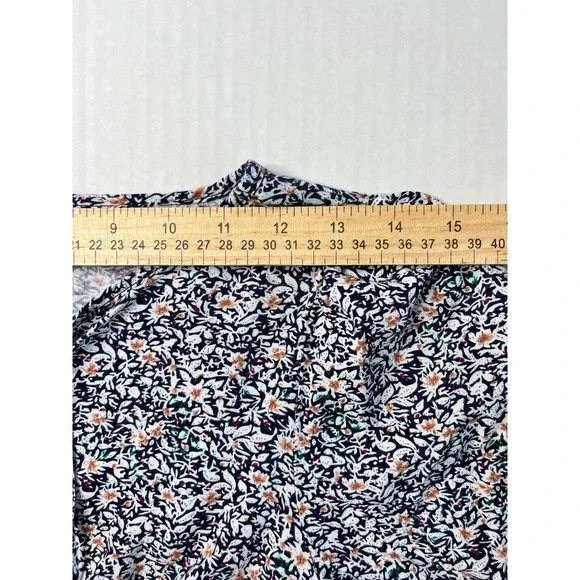 Indigo Rose Floral Midi Dress Long Sleeve Tie Front Layered Elastic Waist Sz S - Picture 13 of 16